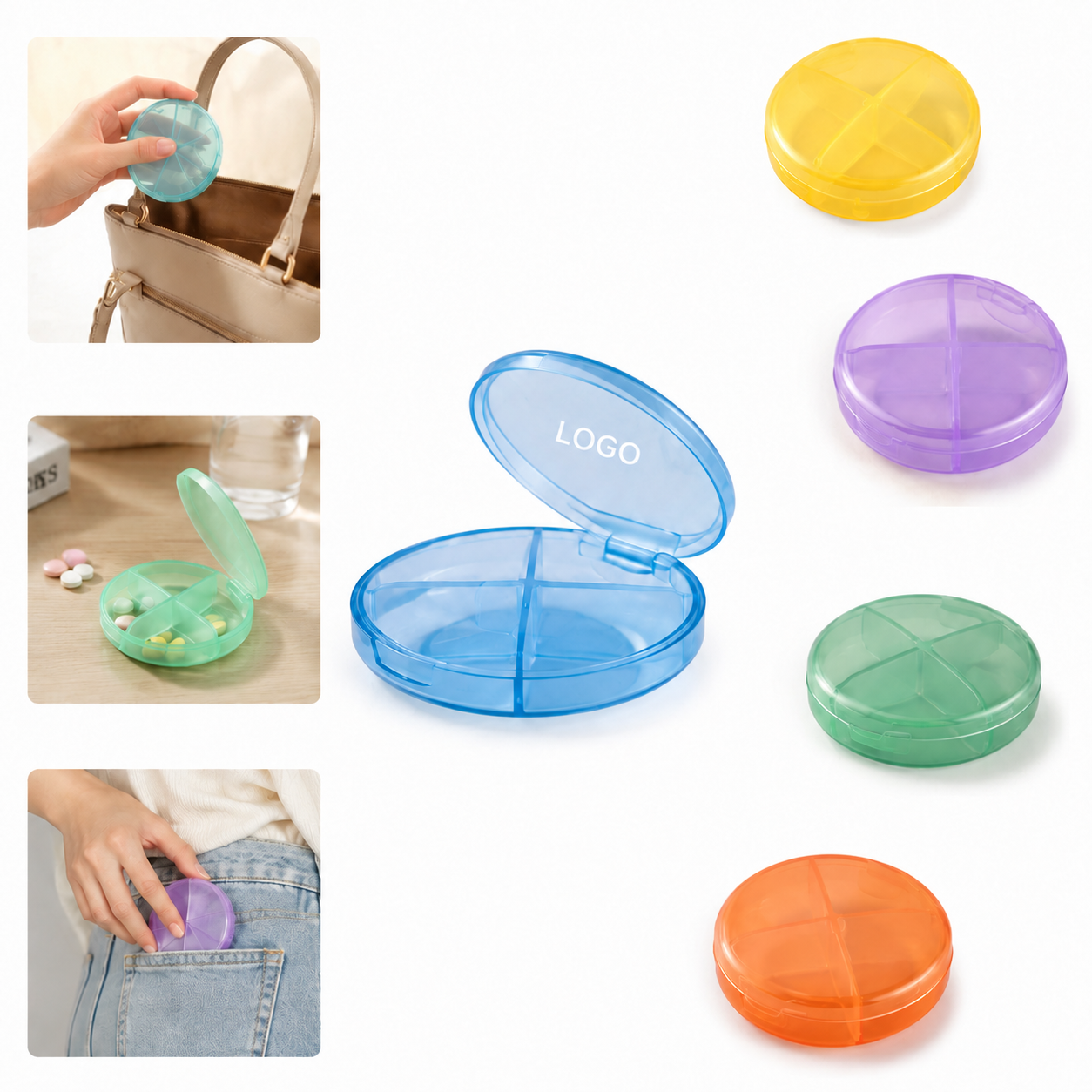 Compact Travel Pill Organizer Case