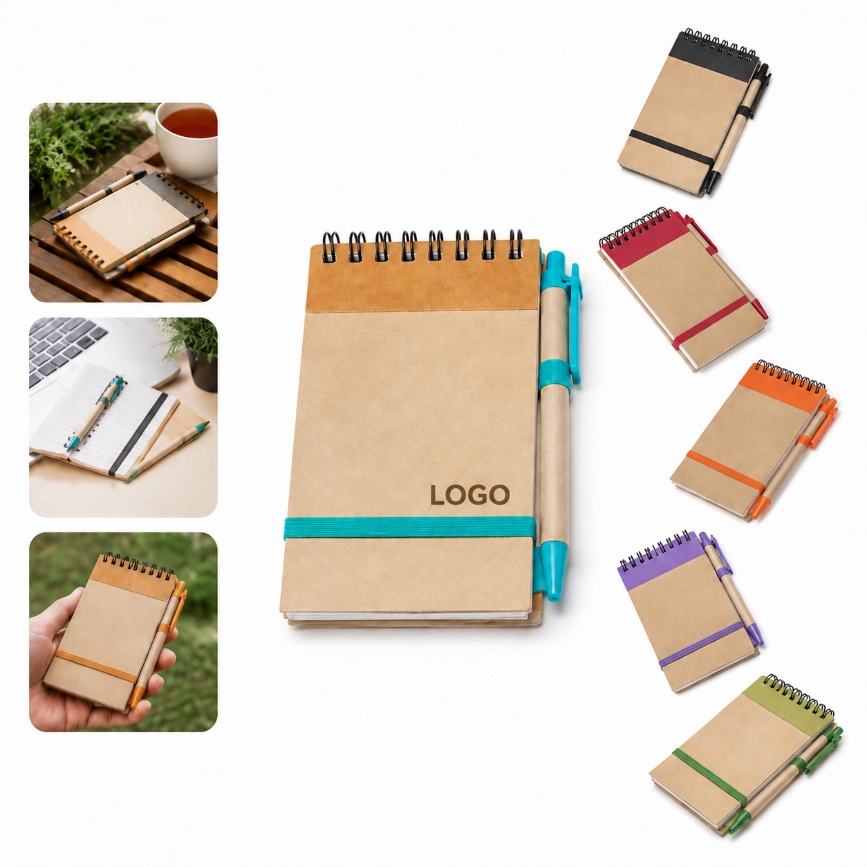 Natural Kraft Spiral Notebook with Pen