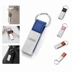 Customizable Rectangular Metal PU Keychain